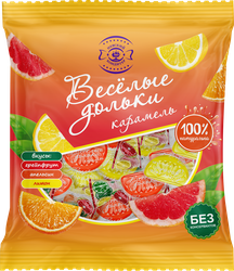 Карамель леденцовая ВЕСЕЛЫЕ ДОЛЬКИ микс со вкусом лимона, апельсина, грейпфрута, 300г, изображение