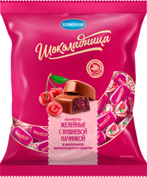 Конфеты желейные ШОКОЛАДНИЦА Вишня в глазури, 200г, фотография