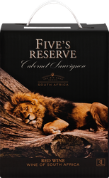 Вино FIVE'S RESERVE Cabernet Sauvignon красное сухое, 3л, детальное фото
