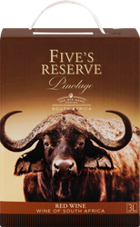 Вино FIVE'S RESERVE Pinotage красное сухое, 3л, фото
