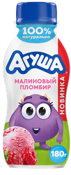 Йогурт питьевой детский АГУША Малиновый пломбир 2,7%, с 12 месяцев, без змж, 180г, фотография