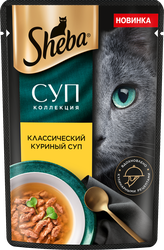 Корм влажный для взрослых кошек SHEBA Суп коллекция с добавлением курицы, 70г, крупный план