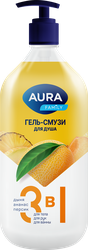 Гель-смузи для душа AURA Дыня, ананас, персик, 1000мл, крупный план