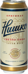 Пиво светлое NISKO Lager фильтрованное пастеризованное 4,7%, 0.5л, картинка