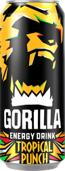 Напиток энергетический GORILLA Tropical punch пастеризованный газированный, 0.45л, вид