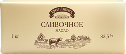 Масло сладкосливочное БРЕСТ-ЛИТОВСК Сливочное несоленое 82,5%, без змж, 1000г, картинка
