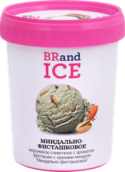 Мороженое BRAND ICE Миндально-фисташковое, сливочное с ароматом фисташки с миндалем 10,5%, без змж, пластиковый стакан, 500г, картинка