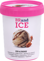 Мороженое BRAND ICE Пралине, сливочное с ароматом ванили и орехом пекан 12%, без змж, пластиковый стакан, 500г, детальное фото