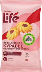 Печенье сдобное безглютеновое ЛЕНТА LIFE Курабье, с джемом топинамбура, без сахара, 170г, детальное фото