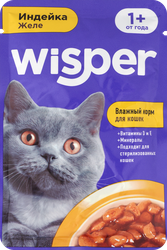 Корм влажный для кошек WISPER с индейкой в желе, 75г, детальное фото