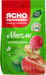 Мюсли запеченные ЯСНО СОЛНЫШКО Клубника-малина, 300г, крупный план