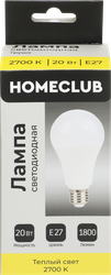 Лампа светодиодная HOMECLUB груша 20Вт E27 теплый свет, Арт. LED-A70-20E2727, детальное фото