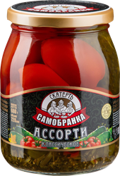 Ассорти маринованное СКАТЕРТЬ-САМОБРАНКА Томаты и огурцы, 720мл, фото