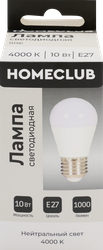 Лампа светодиодная HOMECLUB шар 10Вт E27 нейтральный свет, Арт. LED-G45-10E2740, фото