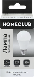 Лампа светодиодная HOMECLUB груша 10Вт E27 нейтральный свет, Арт. LED-A60-10E2740, картинка