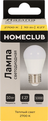 Лампа светодиодная HOMECLUB шар 10Вт E27 теплый свет, Арт. LED-G45-10E2727, фото