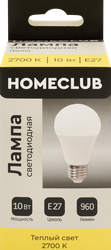 Лампа светодиодная HOMECLUB груша 10Вт E27 теплый свет, Арт. LED-A60-10E2727, фотография