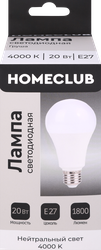 Лампа светодиодная HOMECLUB груша 20Вт E27 нейтральный свет, Арт. LED-A70-20E2740, детальное фото