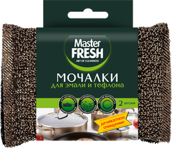 Мочалки для посуды MASTER FRESH для эмали и тефлона, 2шт, крупный план