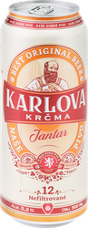 Пиво светлое KARLOVA KRCMA JANTAR нефильтрованное неосветленное 5,2%, 0,5л, фото