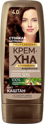 Крем-хна для волос ФИТОКОСМЕТИК Индийская Professional 4.0 Каштан, 140мл, крупный план