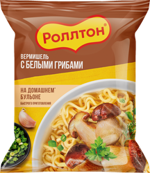 Лапша РОЛЛТОН Вермишель с белыми грибами, 60г, крупный план