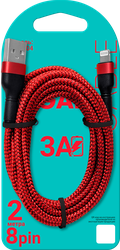 Кабель GAL CU-5404 USB A – 8 pin, 3A, текстиль, 2м, изображение