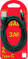 Кабель GAL CU-5405 USB A – Type-C, 3A, текстиль, 2м, картинка