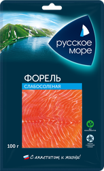 Изображение товара Форель слабосоленая РУССКОЕ МОРЕ филе-ломтики, 100г