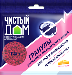 Приманка от крыс и мышей ЧИСТЫЙ ДОМ с запахом сыра, гранулы, Арт. 03-351, 125г, изображение