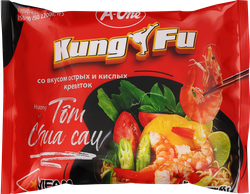 Лапша A-ONE Kung Fu, со вкусом острых и кислых креветок, 65г, фотография