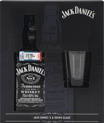 Виски JACK DANIEL'S Tennessee зерновой 40%, со стаканом, 0.7л, вид