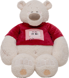 Игрушка мягкая KULT TOYS Медведь Тато в бордовой майке, цвет меха-экрю, 38см, изображение