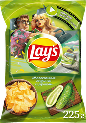 Чипсы картофельные LAY'S Малосольные огурчики с укропом, 225г, фотография