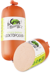 Колбаса вареная DR.GRUN Докторская, растительная, 300г, крупный план