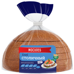 Хлеб подовый МОСХЛЕБ Столичный, в нарезке, 350г, крупный план
