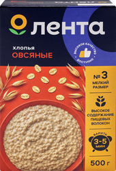 Хлопья овсяные ЛЕНТА №3, 500г, фото
