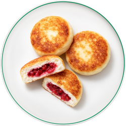 Сырники с малиновой начинкой, изображение