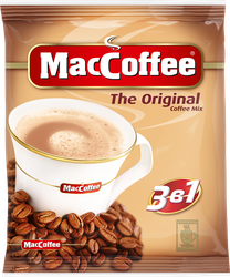 Напиток кофейный растворимый MACCOFFEE Original 3в1, 25пак, крупный план