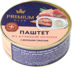 Паштет PREMIUM CLUB с печенью и вялеными томатами, 100г, вид