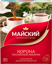 Чай черный МАЙСКИЙ Корона Российской Империи Цейлонский байховый листовой, 100пак, вид