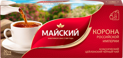 Чай черный МАЙСКИЙ Корона Российской Империи Цейлонский байховый листовой, 25пак, картинка