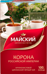 Чай черный МАЙСКИЙ Корона Российской Империи Цейлонский байховый листовой, 100г, фотография