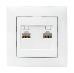 Розетка ВАЛЕНСИЯ EKF компьютер RJ-45 2-мест бел EWK02-035-10, фотография