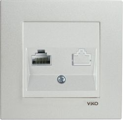 Розетка RJ-45 1 пост Viko Novella белый металлик, фотография