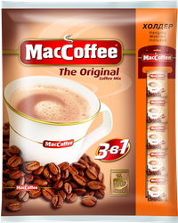 Напиток кофейный растворимый MACCOFFEE Original 3в1, 100пак, крупный план