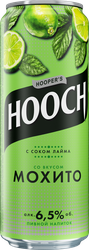 Напиток пивной HOOCH Супер со вкусом Мохито и сок лайма пастеризованный 6,5%, 0.45л, крупный план