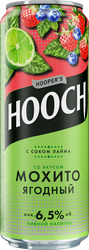 Напиток пивной HOOCH Супер со вкусом Ягодный Мохито и сок лайма пастеризованный 6,5%, 0.45л, фотография
