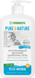 Шампунь-гель детский для волос и тела SYNERGETIC без слез 0+, 500мл, картинка