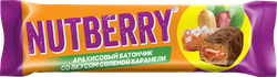 Батончик NUTBERRY Арахисовый с соленой карамелью, в темной глазури, 50г, изображение